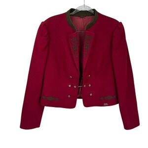Vintage Echter Osterreichischer Loden Perma Austria Wool Military Jacket 46 Red